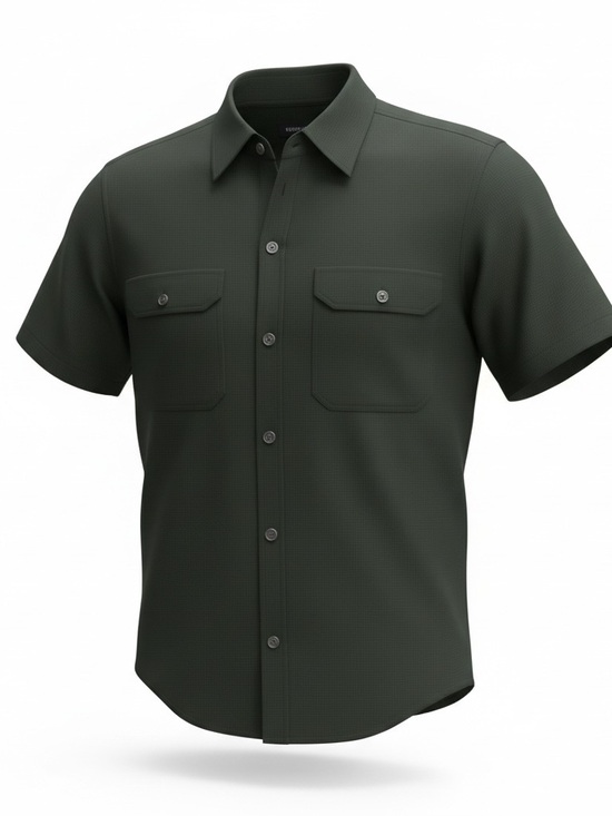 Kenneth Cole Other - Kenneth Cole Short Sleeve Button-Down Shirt Slim Fit Black Size L